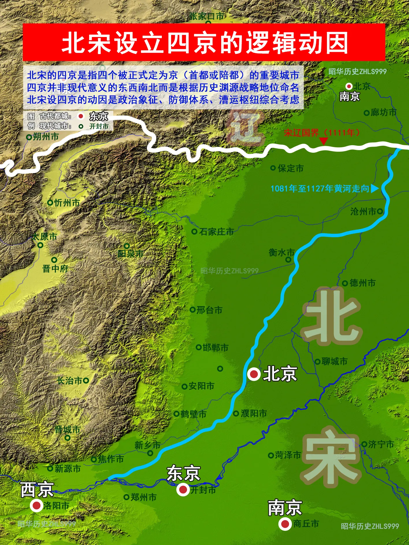 北宋四京的设立与位置。北宋的都城体系是“以开封为中心，兼顾历史与边防”...