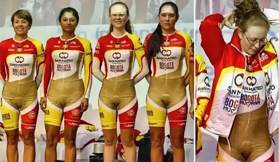 “多么尴尬的衣服！”这是拍摄于2014年波哥大女子自行车队队员的合影，她们身穿的