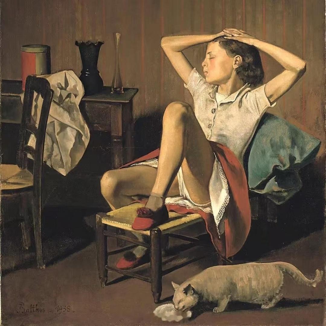 《特蕾丝做梦》 巴尔托斯油画«Thérèse soñando»  Balthus