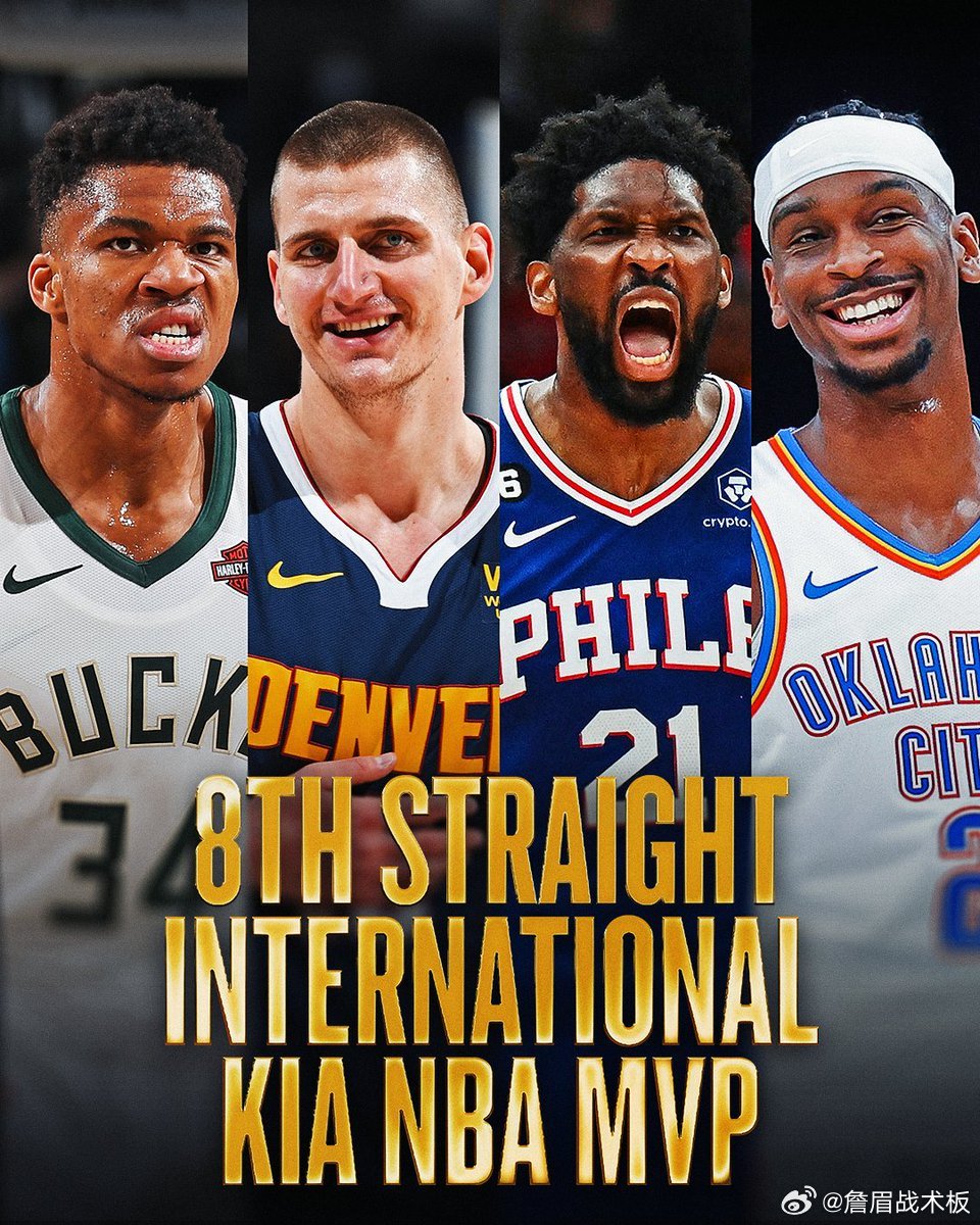 近8年NBA最有价值球员排名：1、字母哥（2019、2020）2、约基奇（202