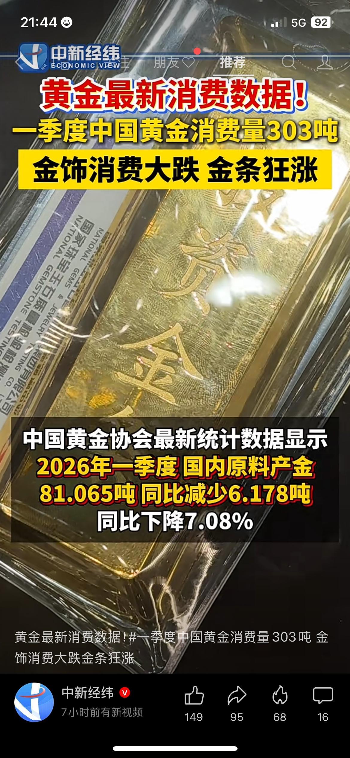 一季度黄金消费数据出炉，明显出现两极分化。
黄金首饰消费平淡，但是金条、投资金币