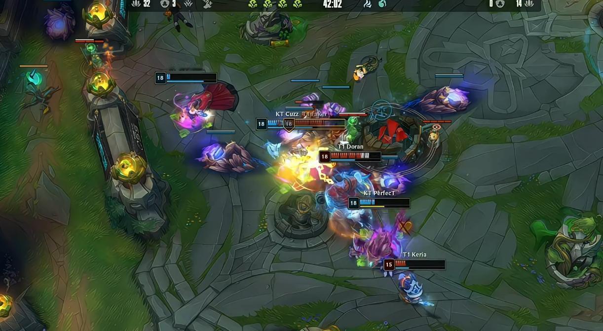 KT对战T1这把KT真的太稳健了，很多有机会的时候，KT都选择稳了，甚至在龙的取