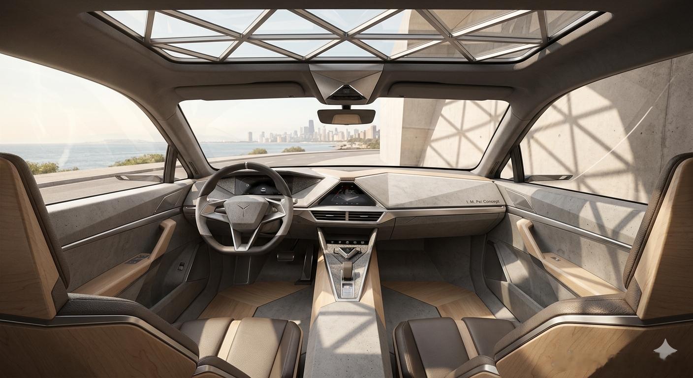 🔻假如请贝聿铭设计汽车内饰——意外的很髮味新能源汽车 还真是简单的prompt