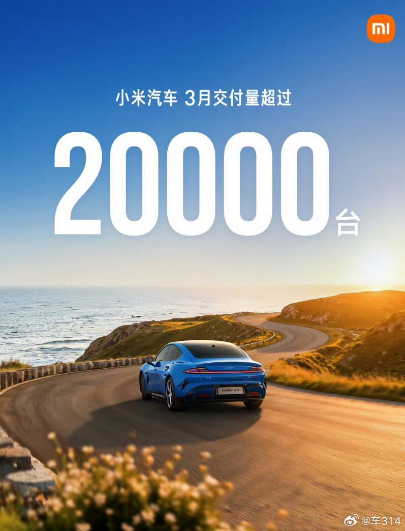 有意思了，小米汽车3月份的交付超过了2.8万台，但官方海报里只说了“超过2万台”
