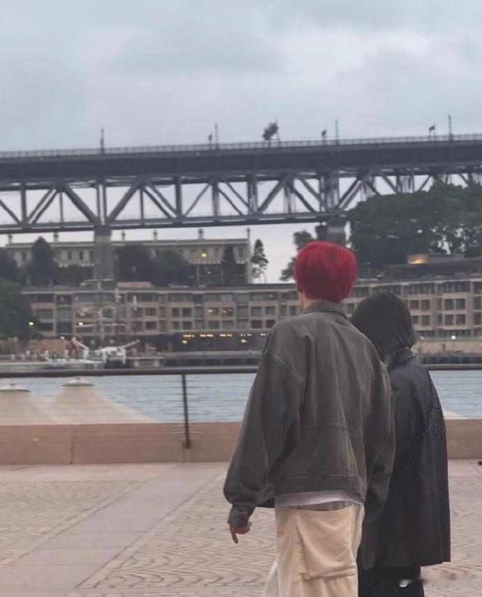 近日网友在悉尼歌剧院附近散步时偶遇了李荣浩和杨丞琳。

李荣浩一头红发超醒目，身