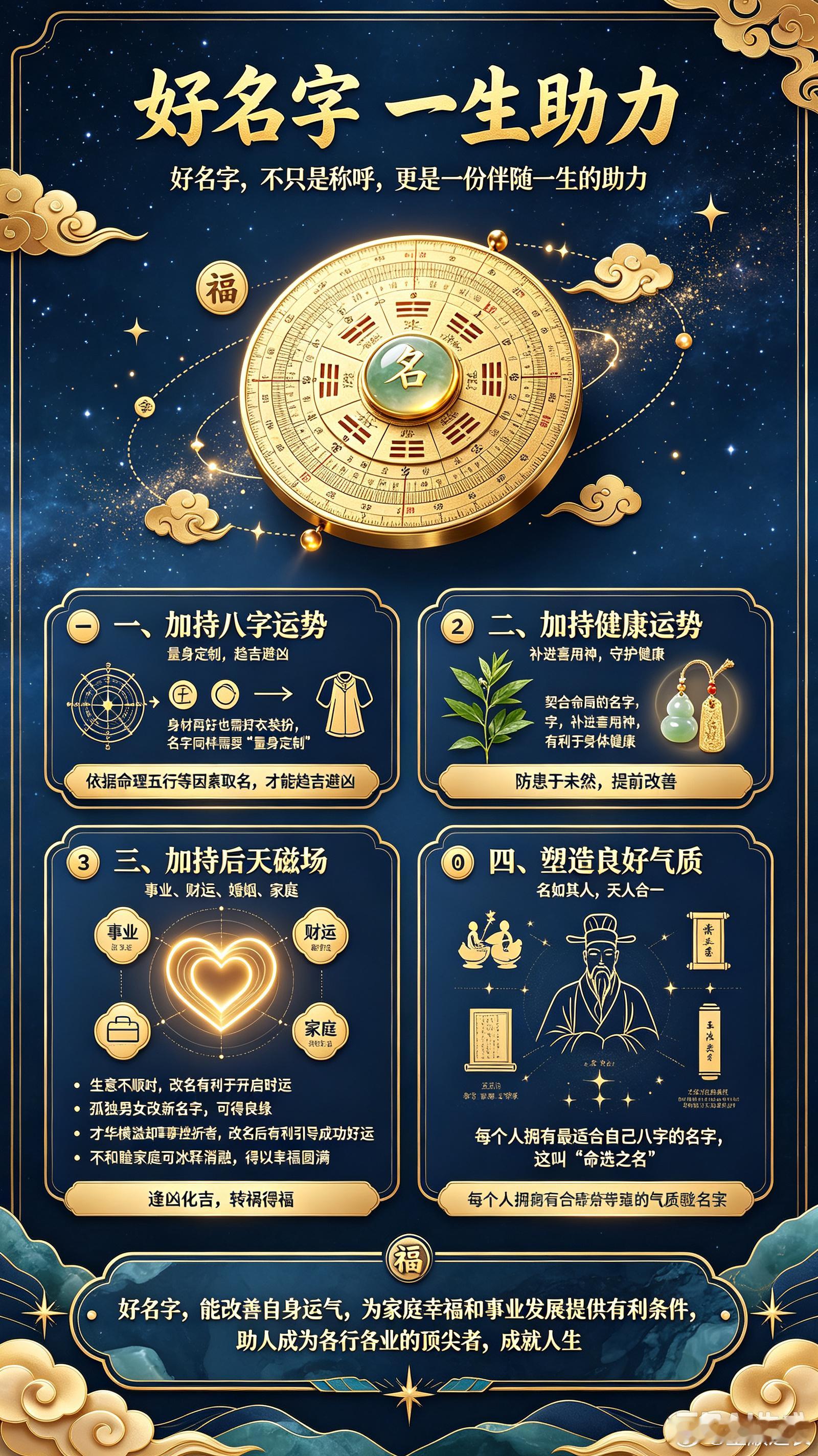好的名字，不只是称呼，更是一份伴随一生的助力。它能在无形中为八字运势、健康、事业