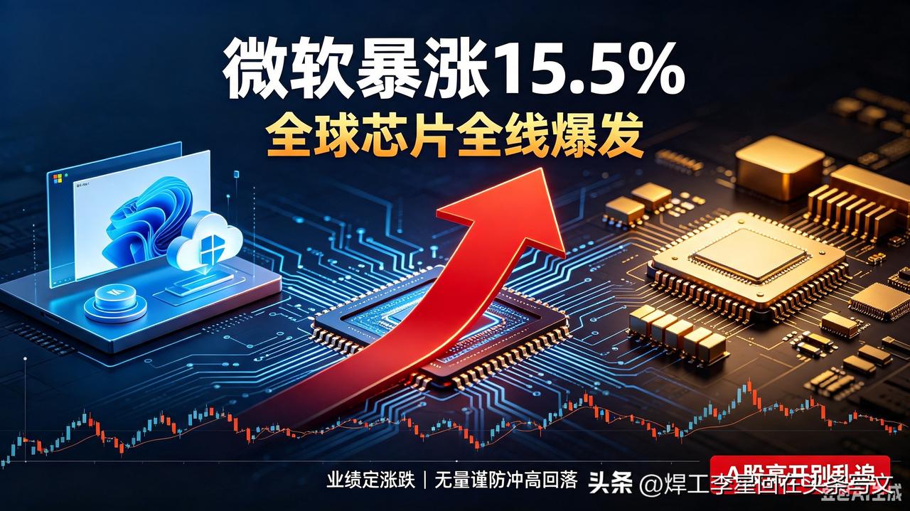 微软暴涨15.5%引爆全球芯片，今天A股高开别乱追

微软最新财报彻底打破“AI