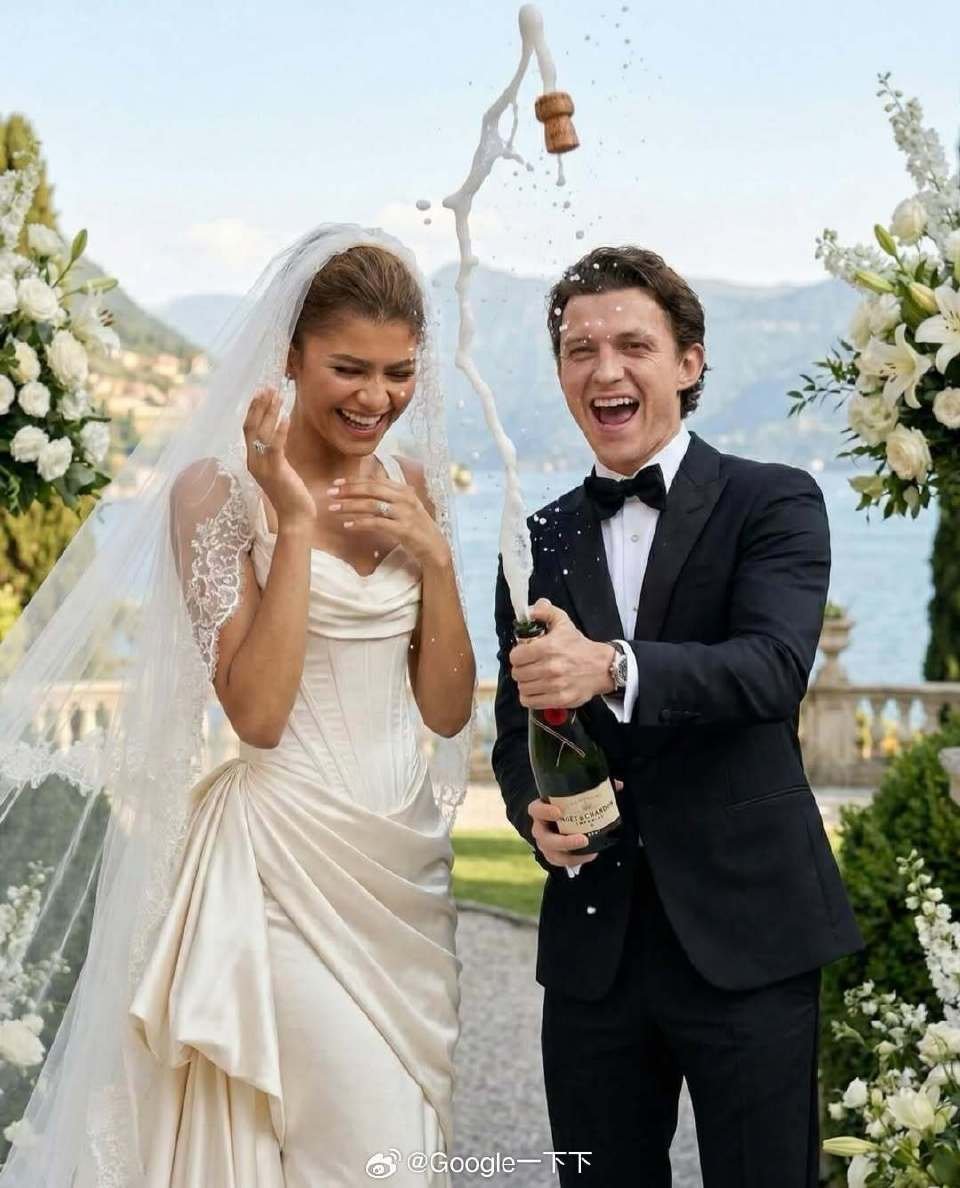 结婚照虽然是AI图但很好看 