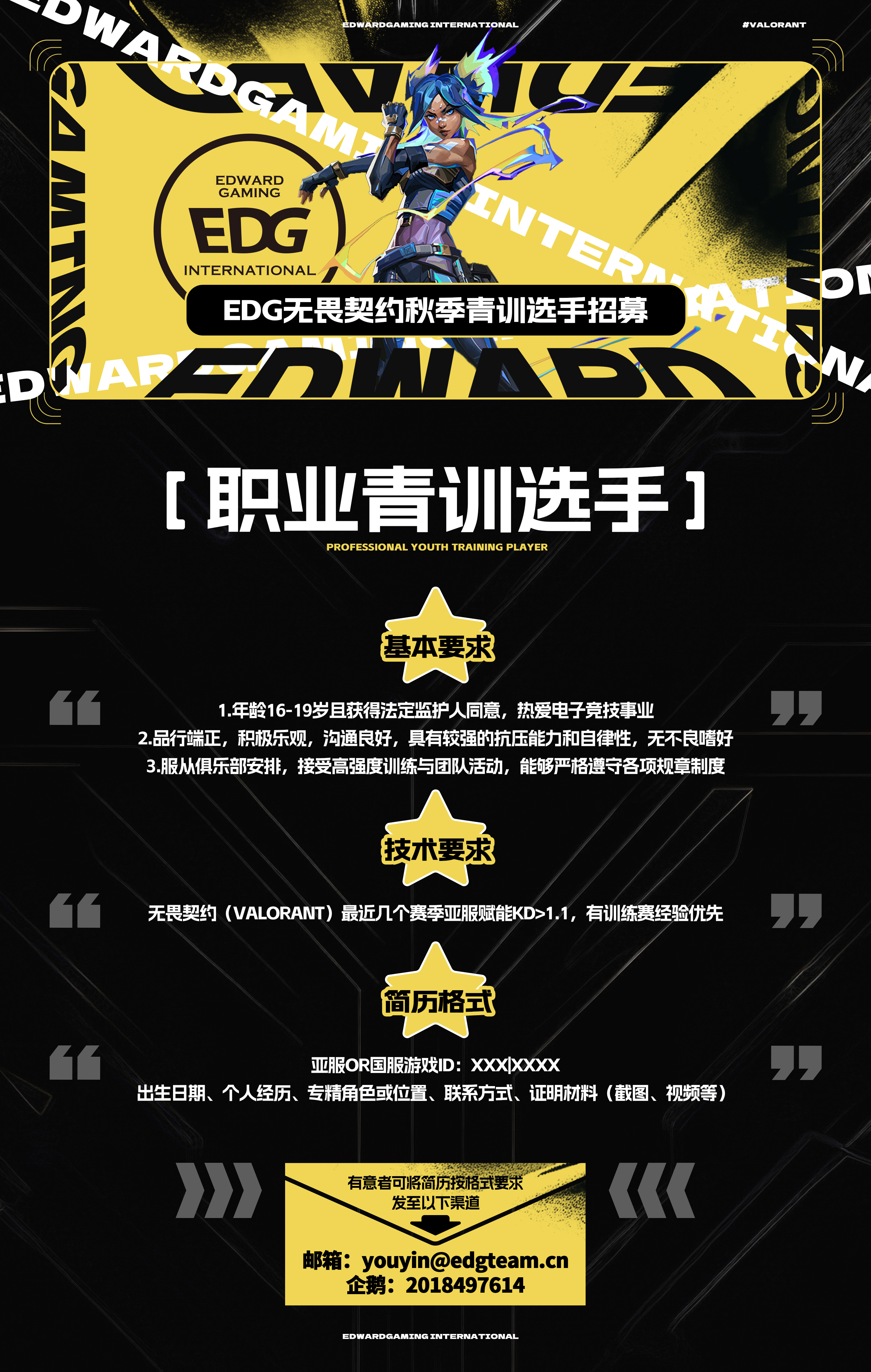 【EDG无畏契约秋季青训招募】EDG电子竞技俱乐部无畏契约分部2026年度秋季招