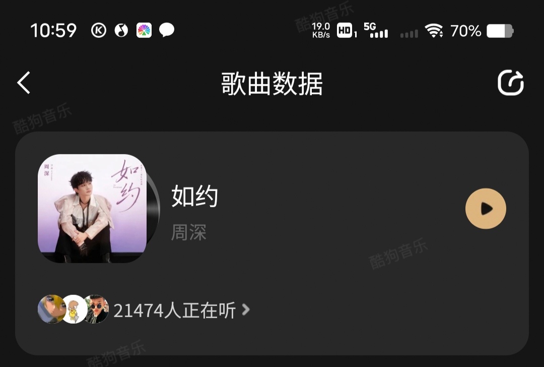 周深周深如约上线 周深出道十二周年纪念曲如约 酷🐶《如约》收听也到2w➕了，真