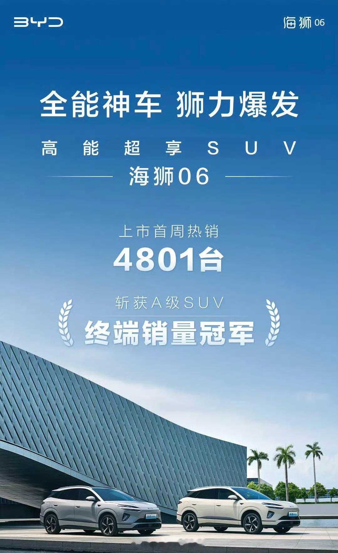 比亚迪海狮06，这车我熟～上市首周热销4801辆，意料之中，斩获A级SUV终端销