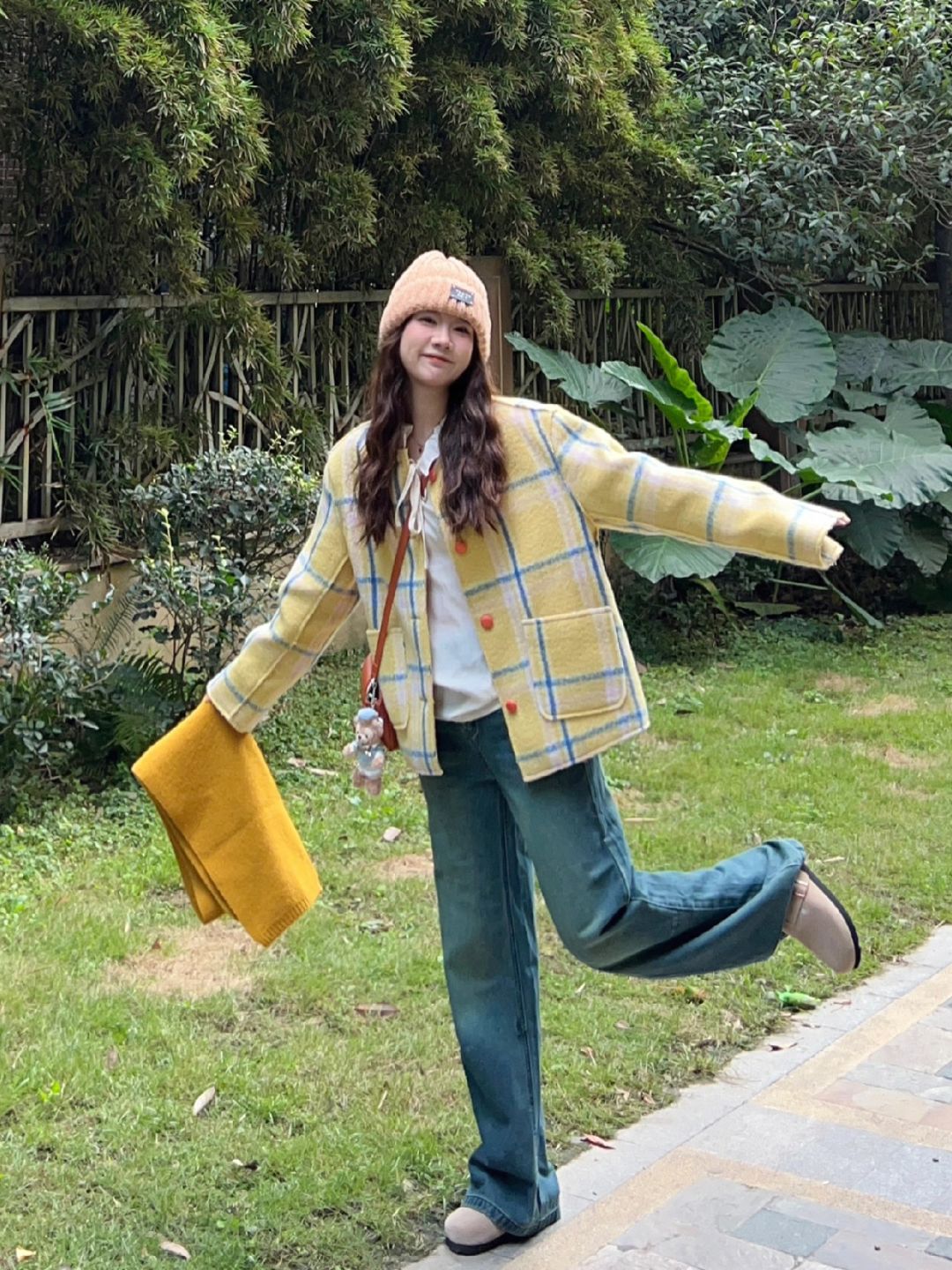 🍋秋冬韩系不露腿穿搭~黄色格纹真的好明媚！