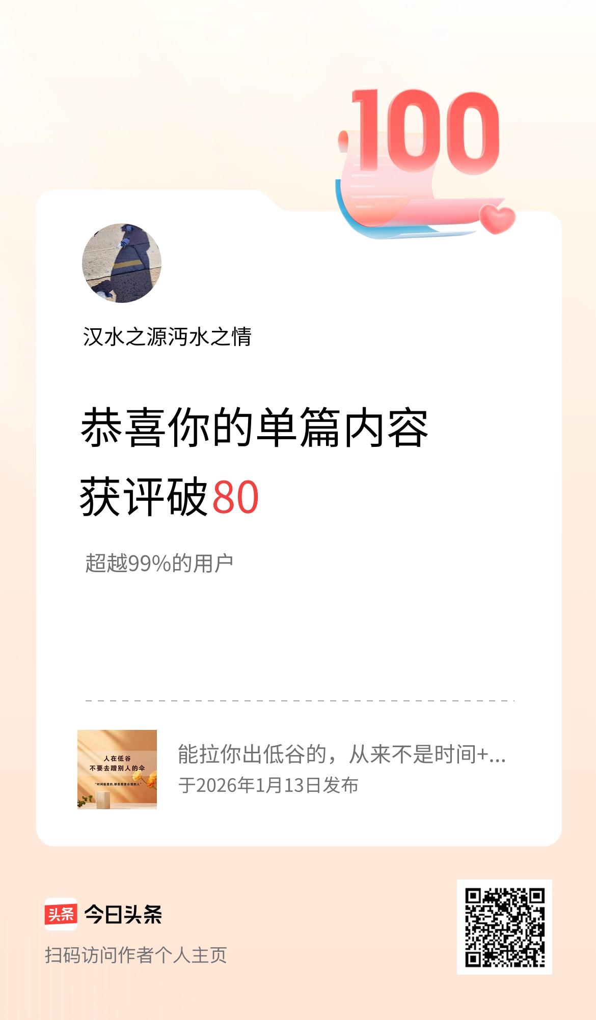 单篇内容获评论量破80啦！