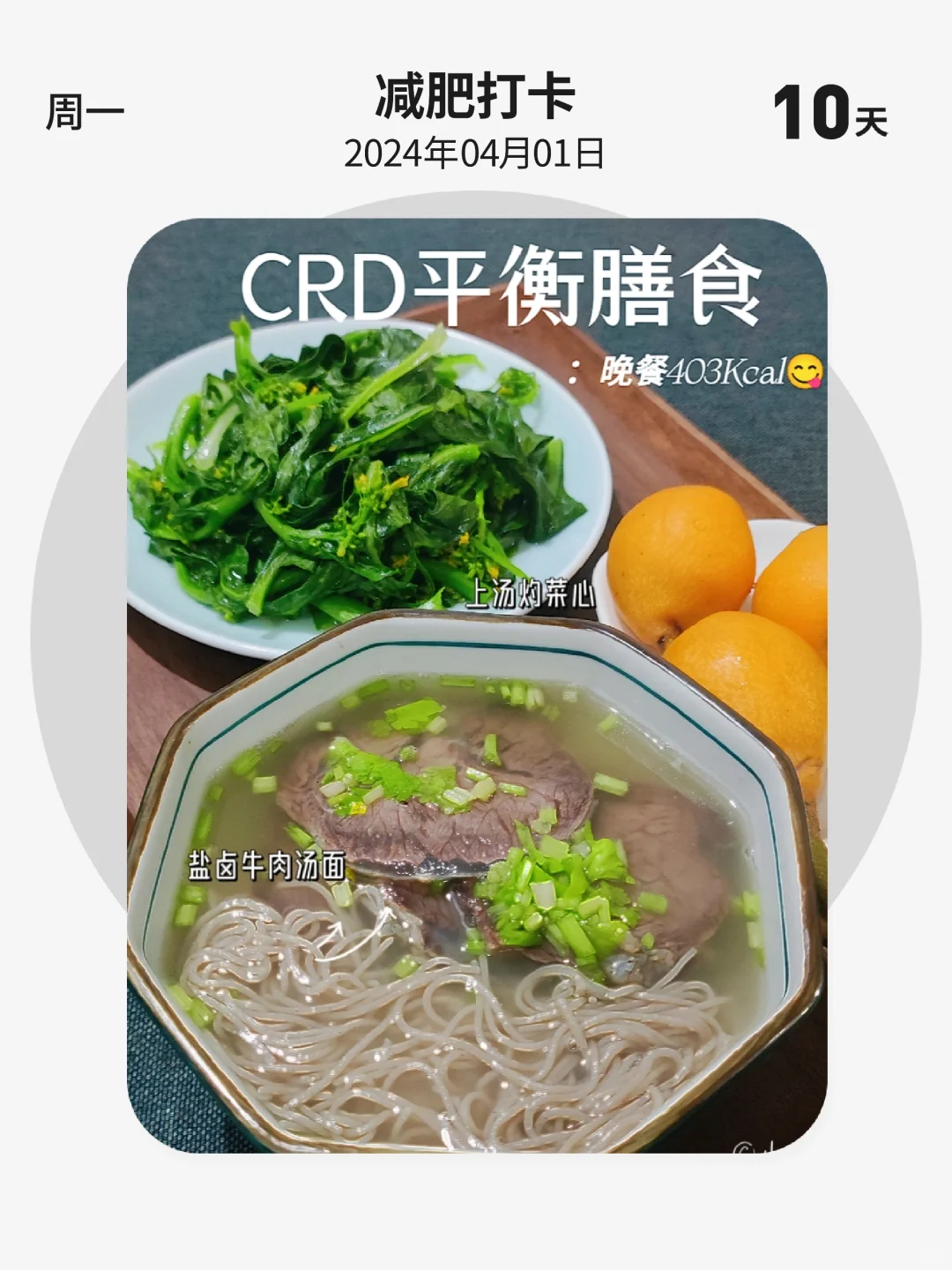 减肥打卡 | 第 10 天，CRD平衡膳食