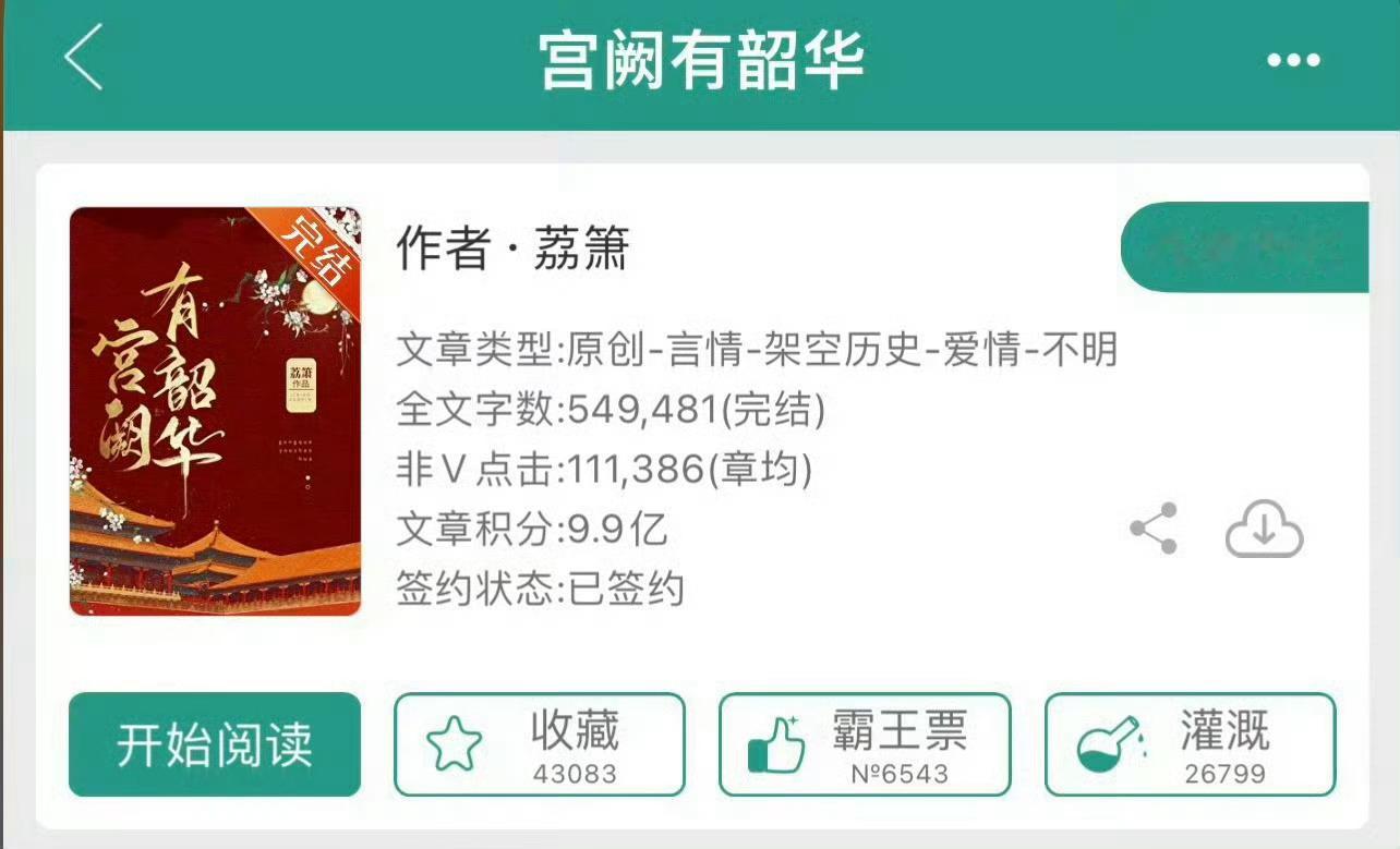 小说推荐：《宫阙有韶华》 作者:荔箫简评：温柔聪慧女官vs傲娇醋王皇帝，双重生，