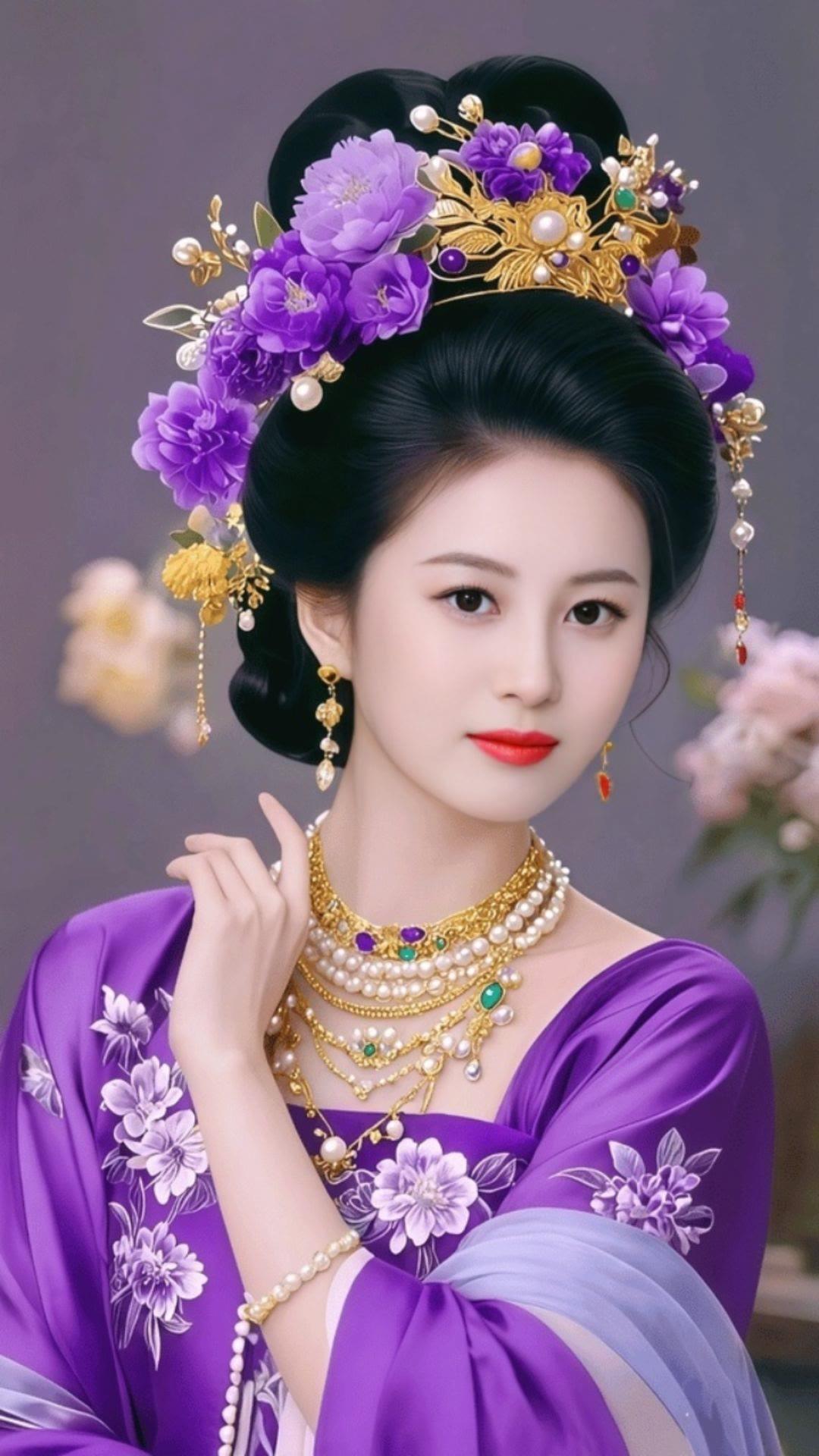 古典宫廷风，紫色华服，珠宝闪耀，韵味十足！