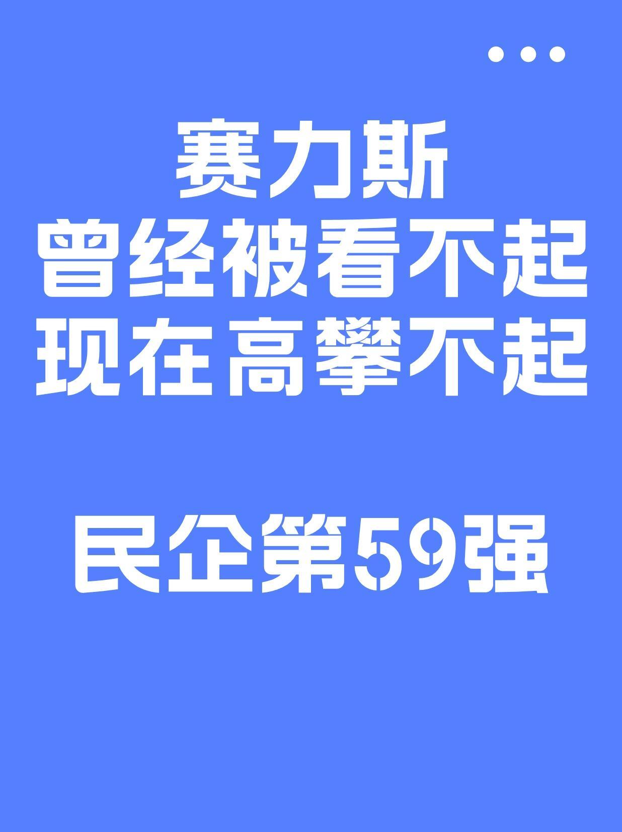 曾经被看不起的赛力斯 现在高攀不起。8月28日，全国工商联发布了“2025中国民