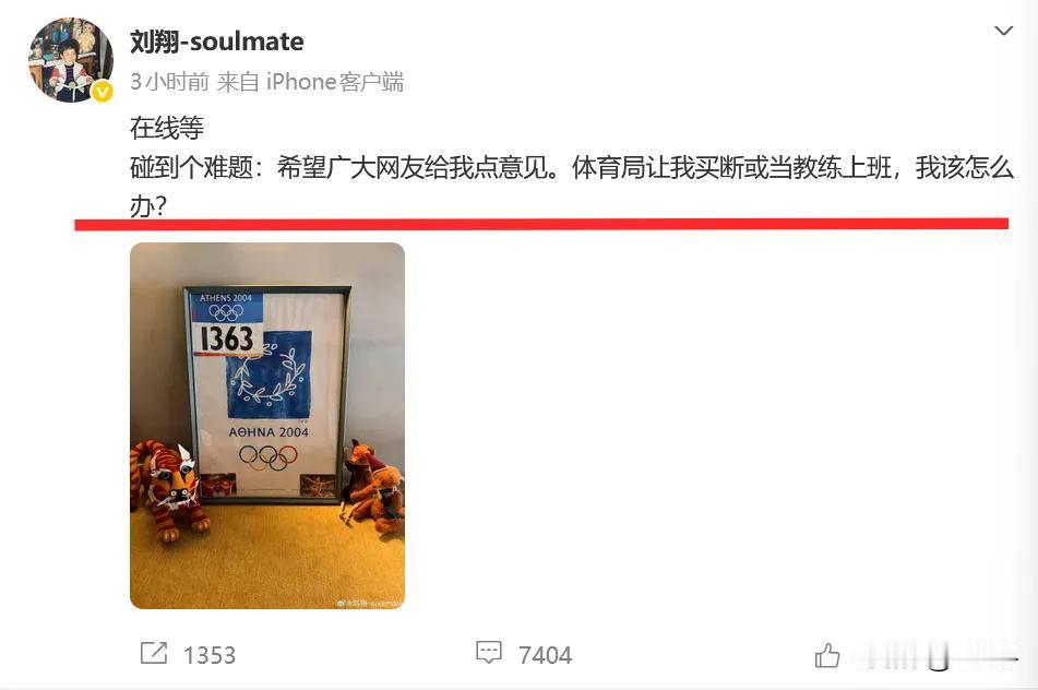 刘翔求助网友，也是没有办法的办法……
不到24小时，刘翔接连更新两条信息。前一条
