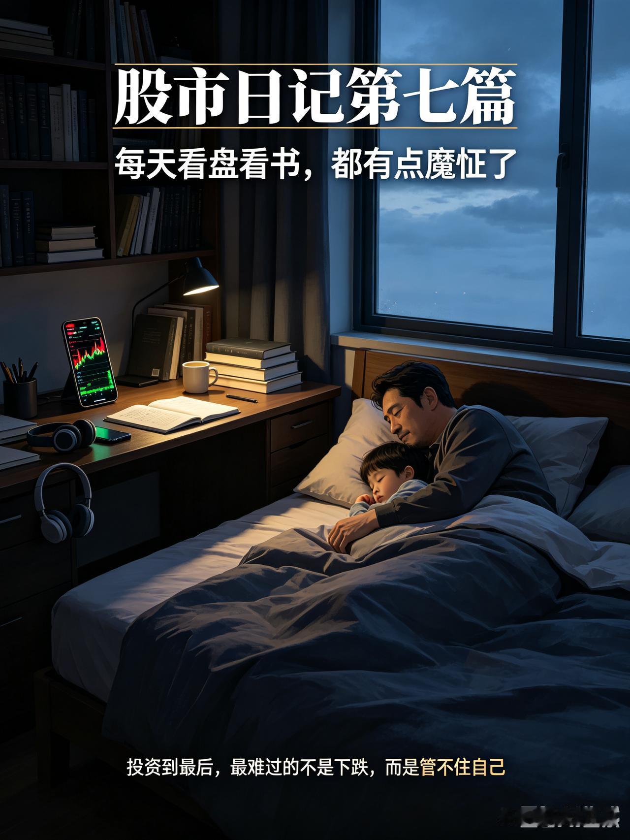 股市日记第七篇：每天看盘看书，都有点魔怔了
 
昨夜又没睡好。
 
躺在床上翻来