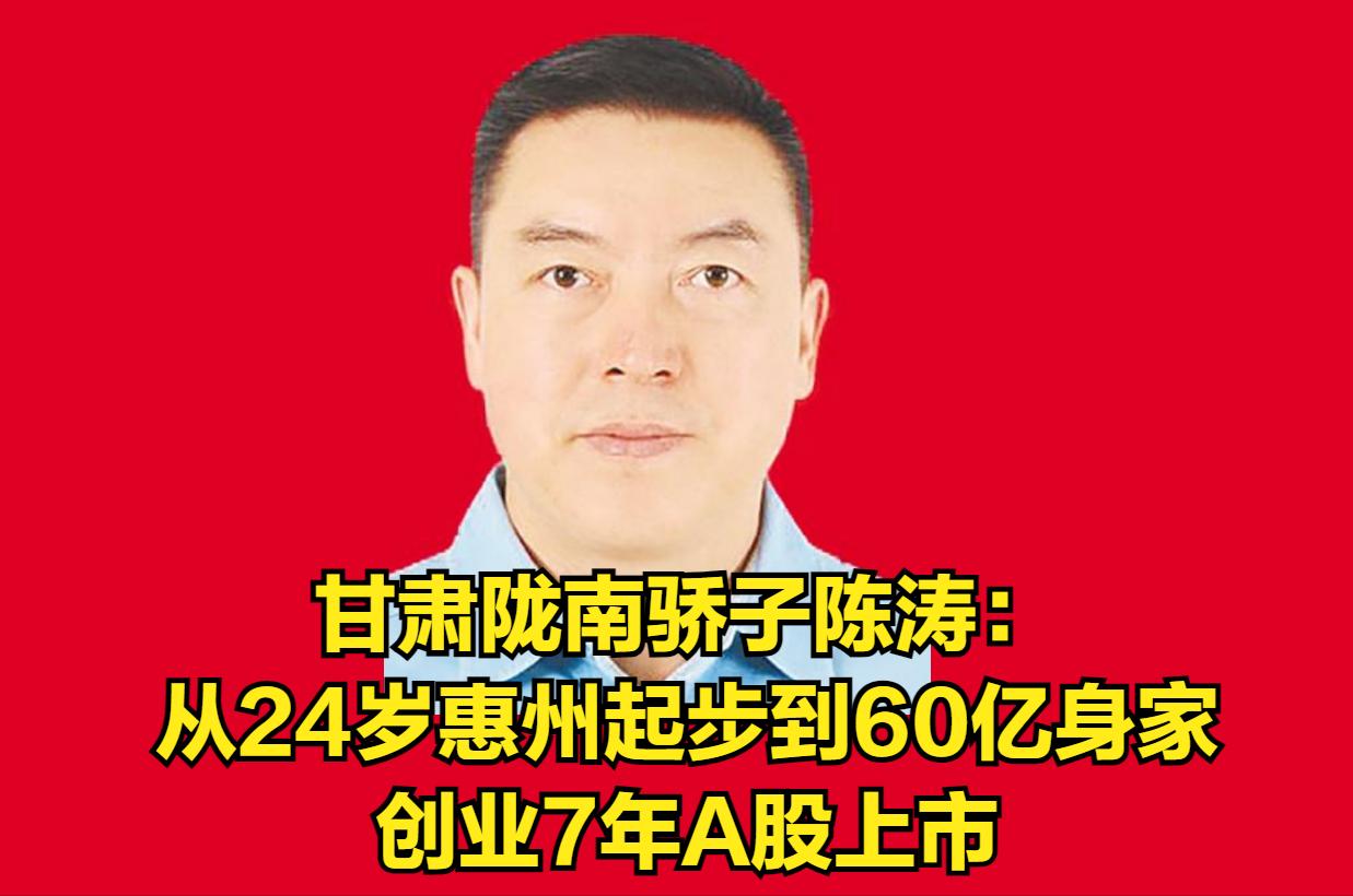 甘肃陇南骄子陈涛：从24岁惠州起步到60亿身家，创业7年A股上市，助力家乡振兴与