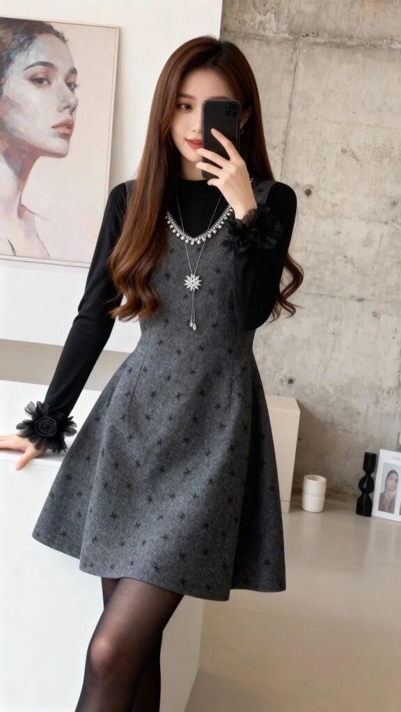 今日穿搭 黑色连衣裙 约会穿搭 抖音推广 连衣裙分享