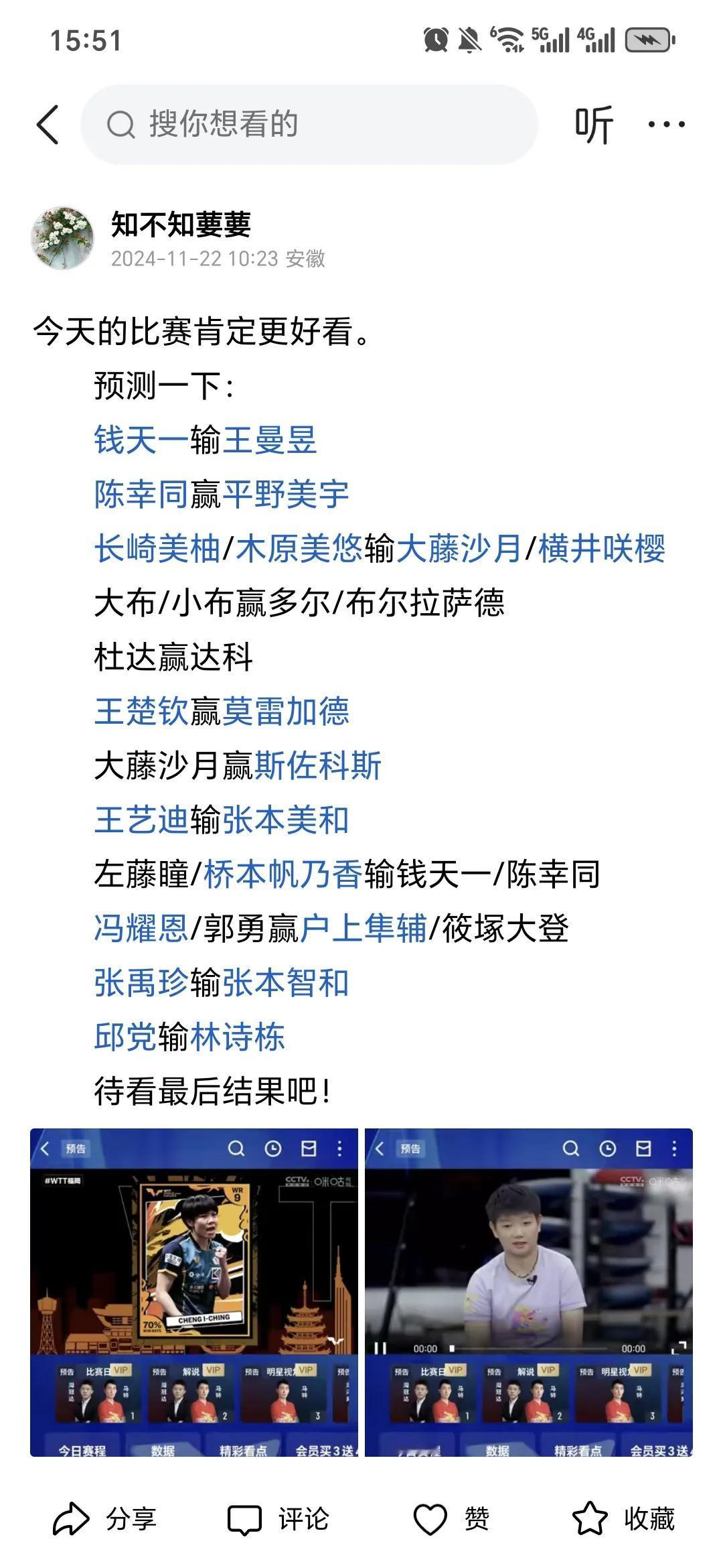 哈哈哈，今天福冈总决赛下午场六场比赛已经结束，本人预测结果五个正确一个错误，除了