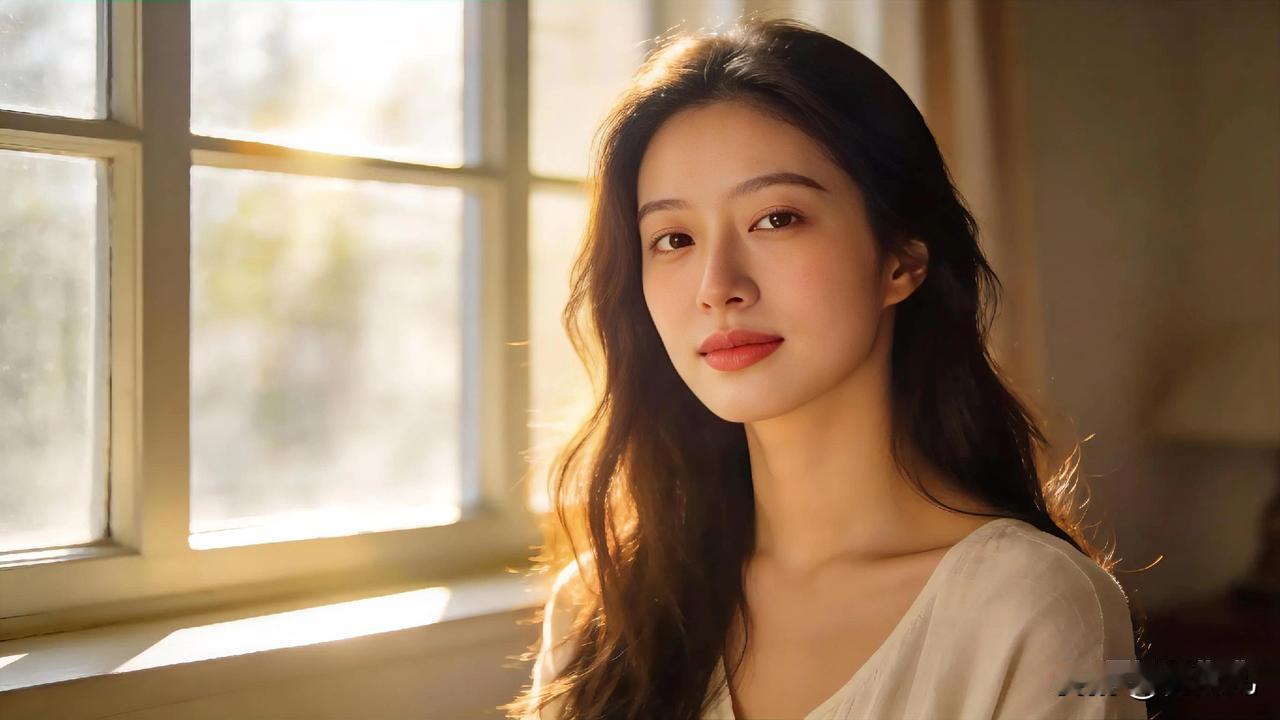 阳光洒在她的脸上，真好看。