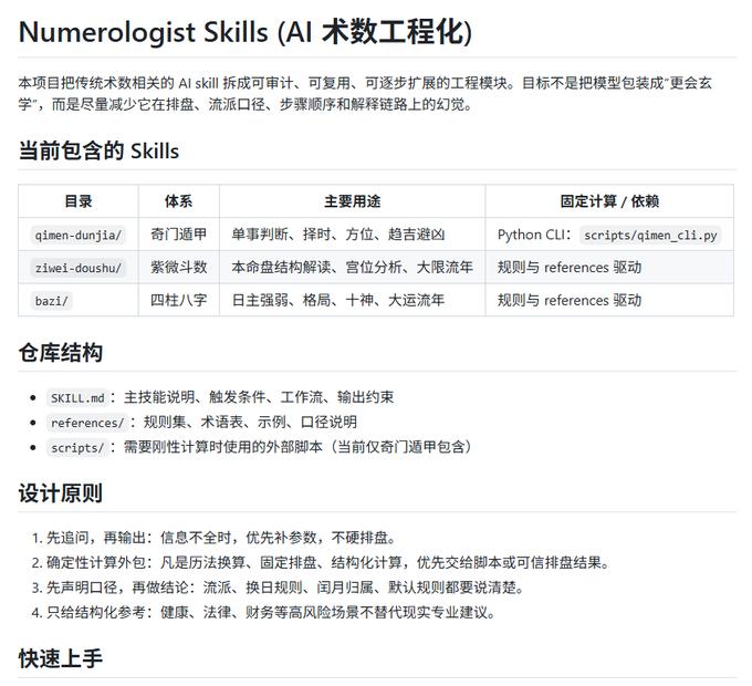 AI 现在连玄学都要 Skill 化了，你敢信？
八字、姻缘、风水、塔罗、六爻这