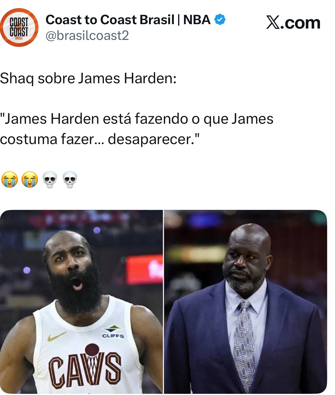 奥尼尔刚刚评价哈登  “ 他还是老样子 哈登每次到了关键时刻就隐身 ” 尼克斯v