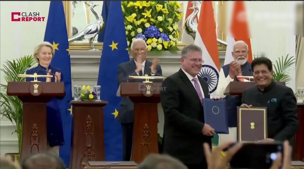 印度欧盟签下历史性协议，冯德莱恩激动宣布 “欧洲做到了”，全球笑而不语

在遭美