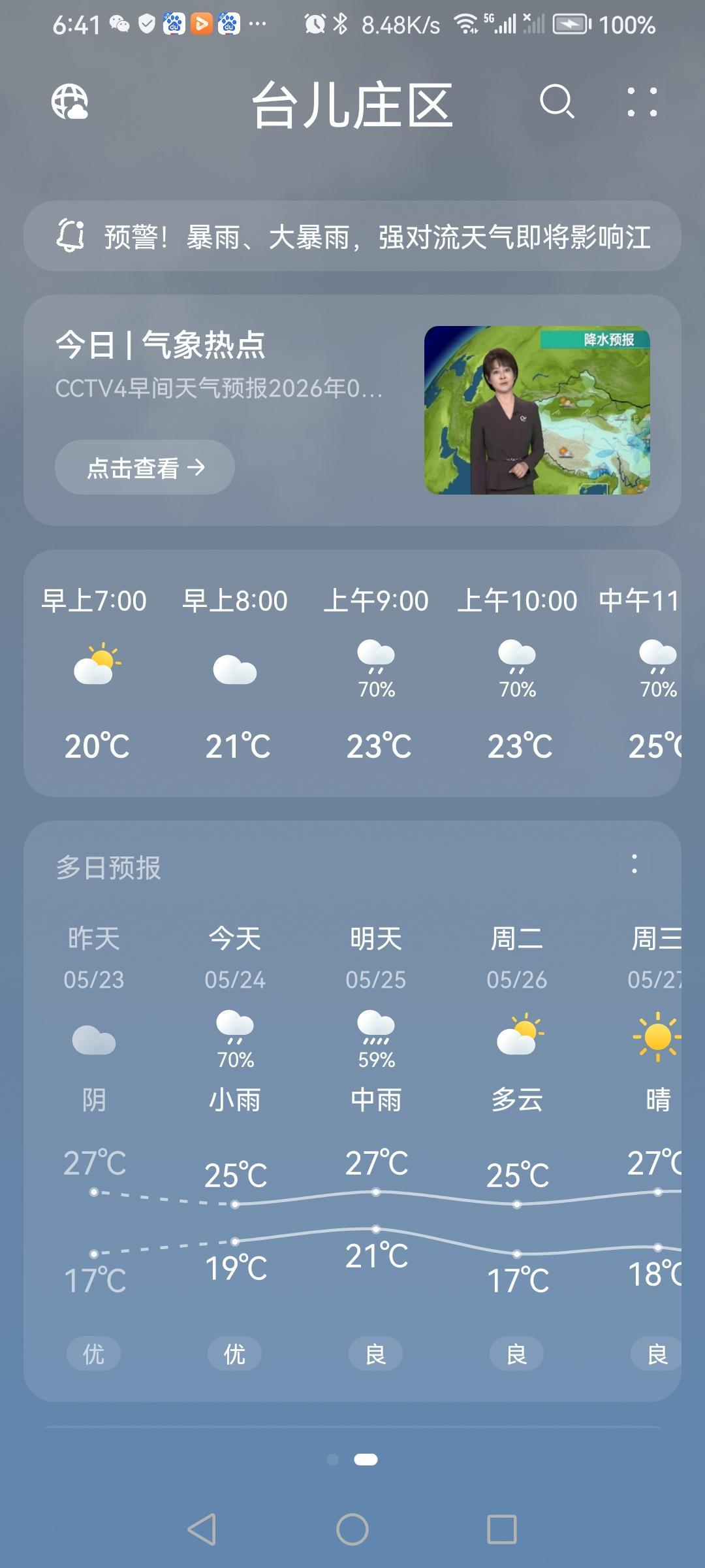 “5.24”的天气预报“小雨”☔️。气温19—25度