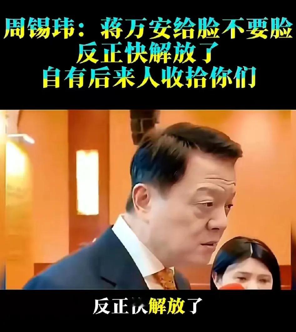 周锡玮怒批蒋万安：给脸不要脸，反正快解放了，自有后来人收拾你们。
 
麻烦看官老