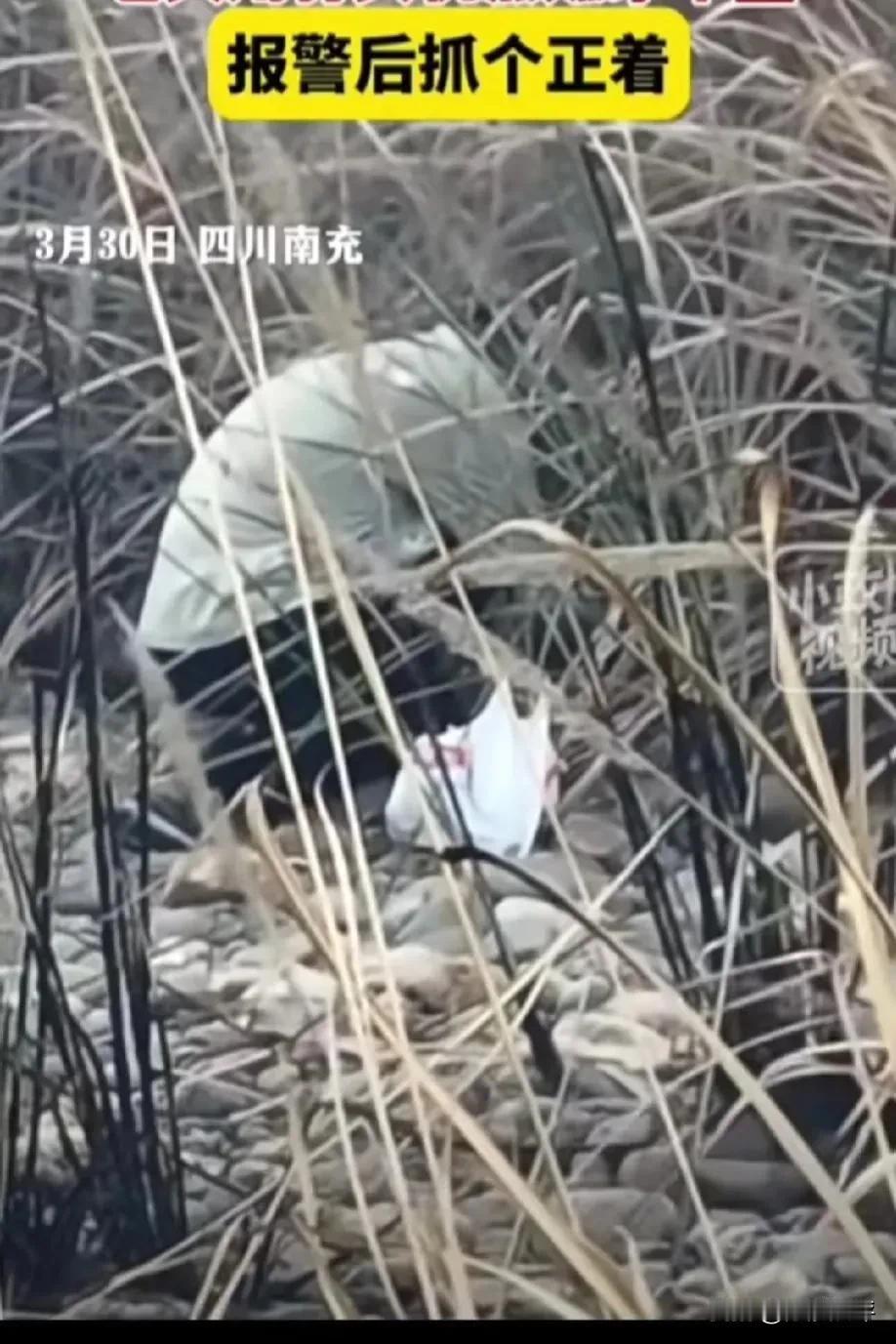 后怕！3月30日，四川南充，一老人用打火机点燃茅草，不一会，他旁边的茅草燃起了熊