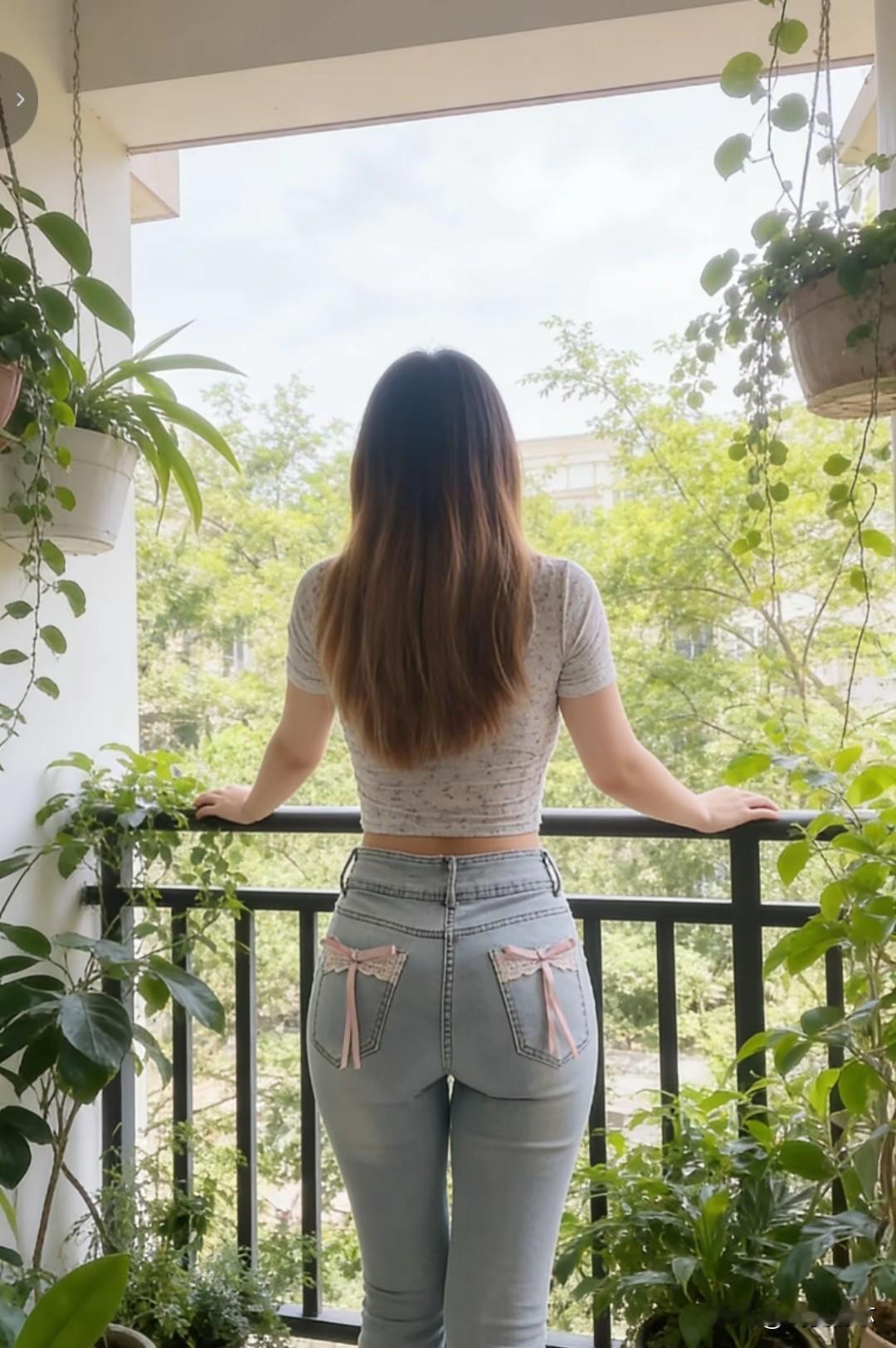 倚栏观绿意，心随景自闲。园中即景