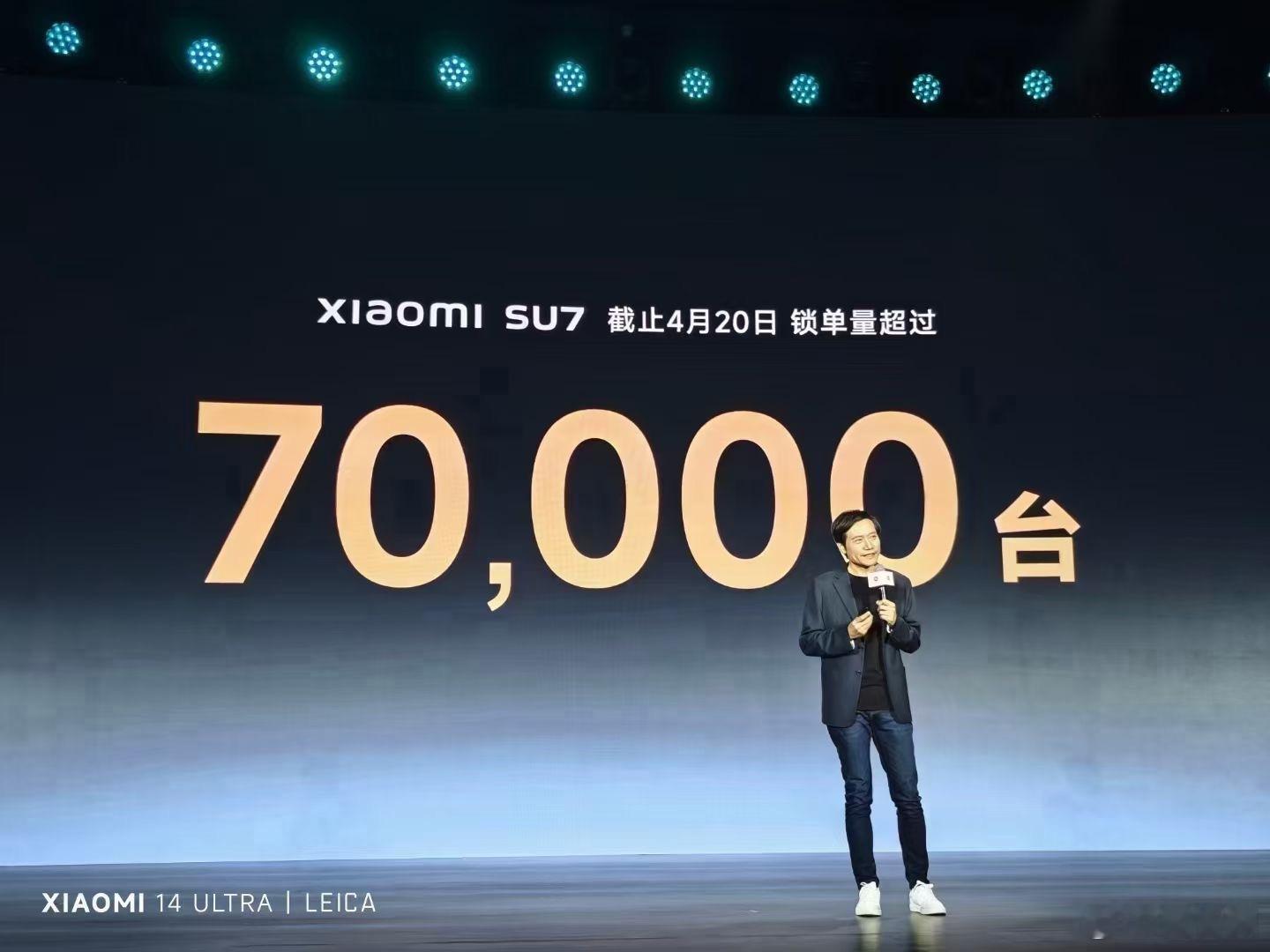 小米集团的投资者日​1. 截止4月20号，小米SU7锁单量超过7万;​2. 20