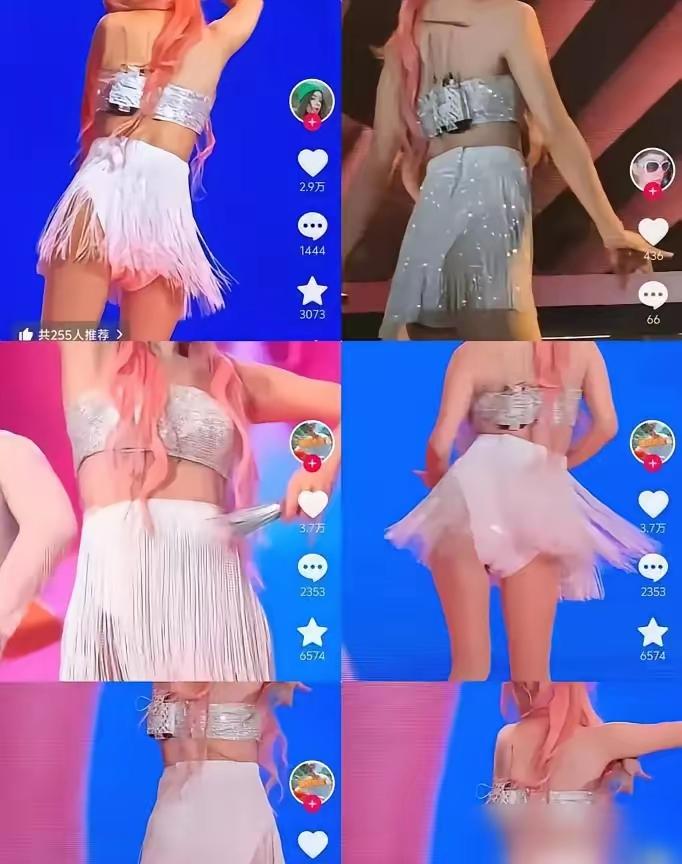 39℃重庆夜，
薛凯琪一袭薄纱裙惊艳全场，
伴舞全员裹着打底裤，
唯独她大胆去掉
