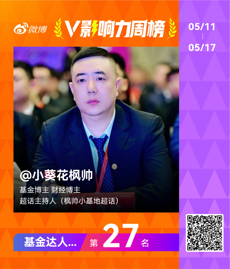 【V影响力榜 2026年第20周】「基金达人周榜」揭榜啦！恭喜获得榜单前三名。点