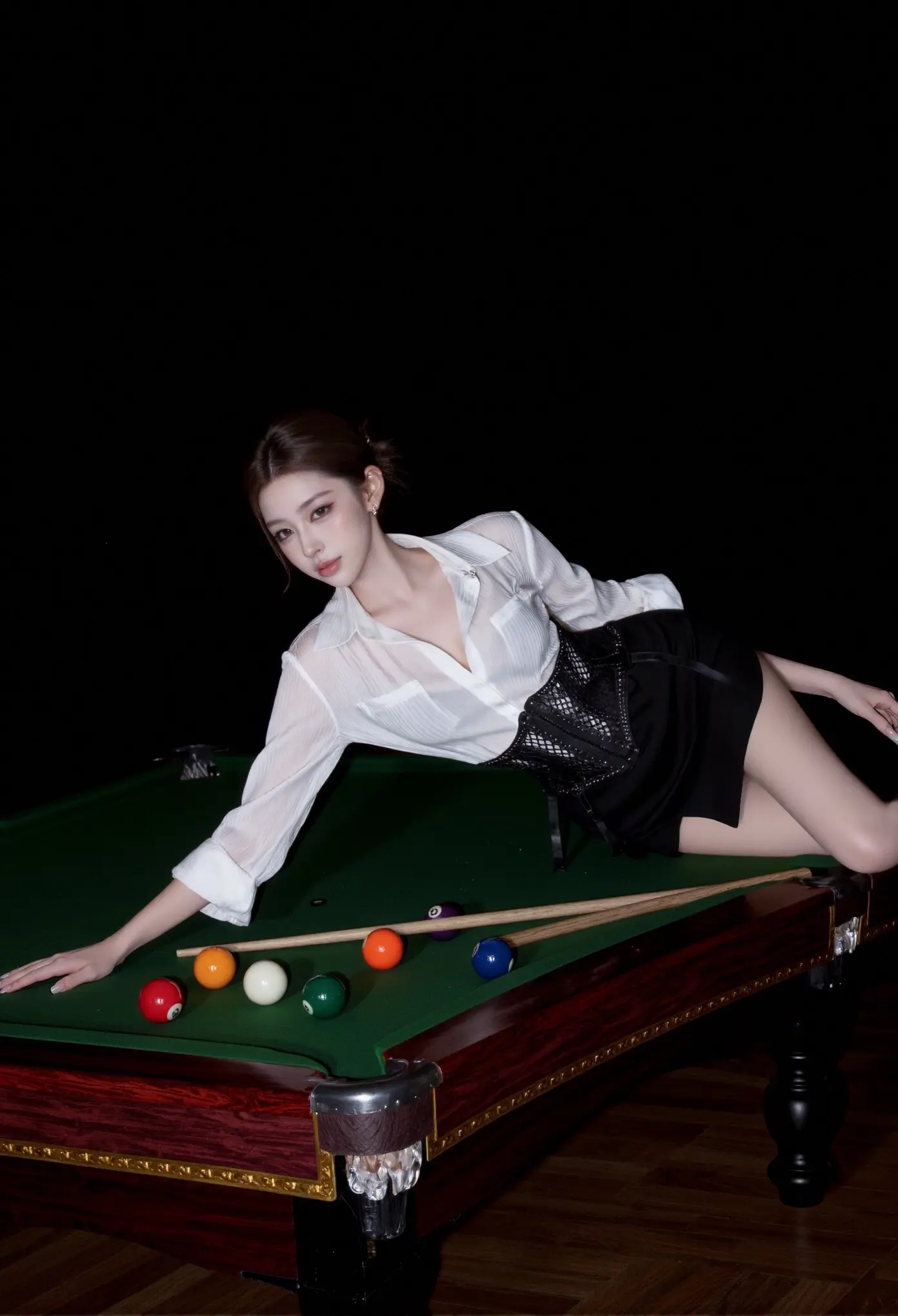 台球高级感 御姐台球 甜酷台球 桌球少女 桌球大片