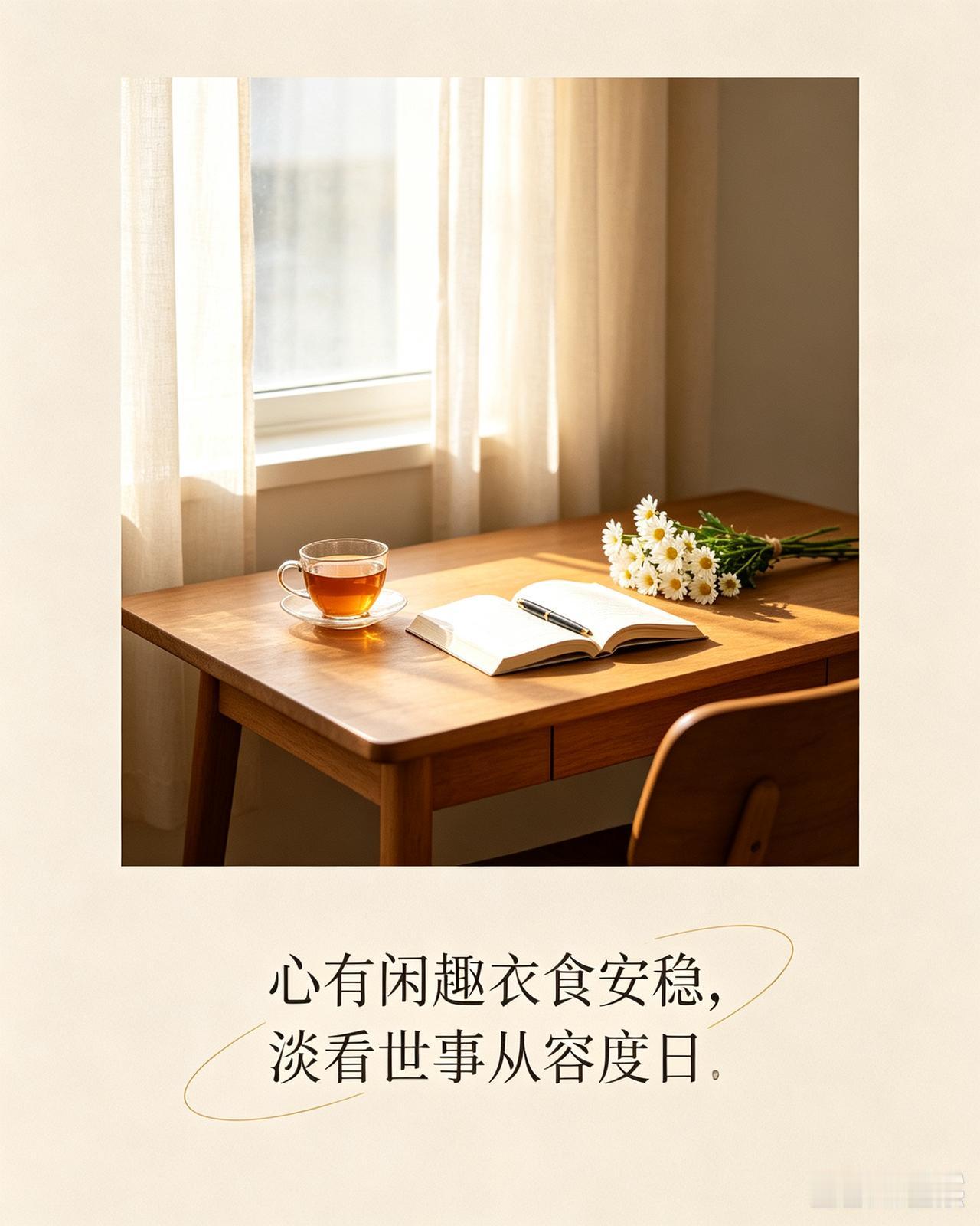 心有闲趣衣食安稳，淡看世事从容度日