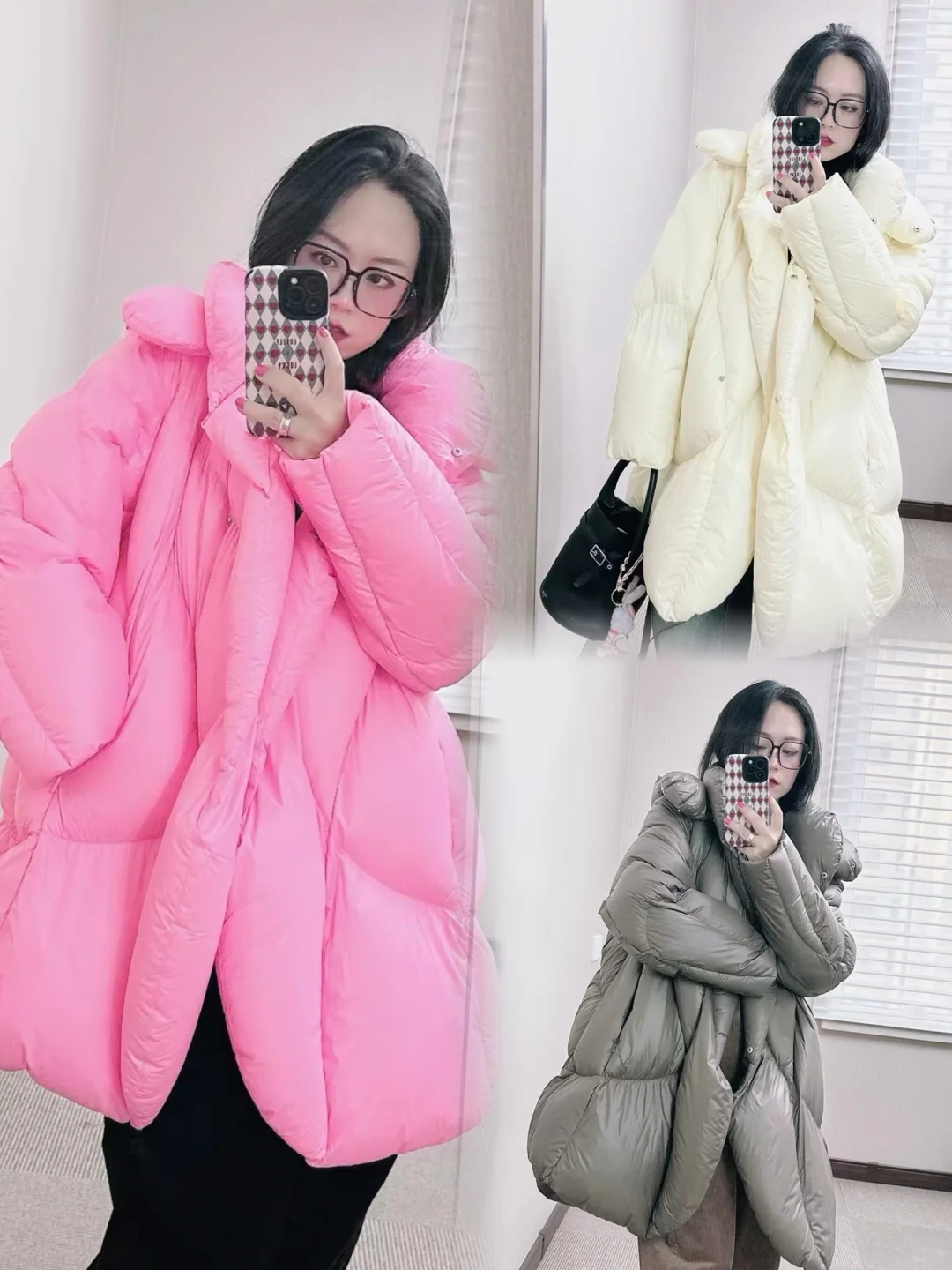 连帽草莓卷羽绒服 江南布衣新款