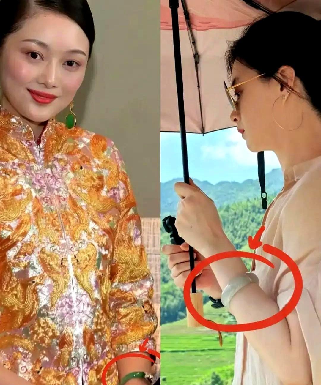 蒋欣这百万手镯断了还戴？真不怕掉价！

镜头拉近一看，妈呀，一道明显的金线裂痕。