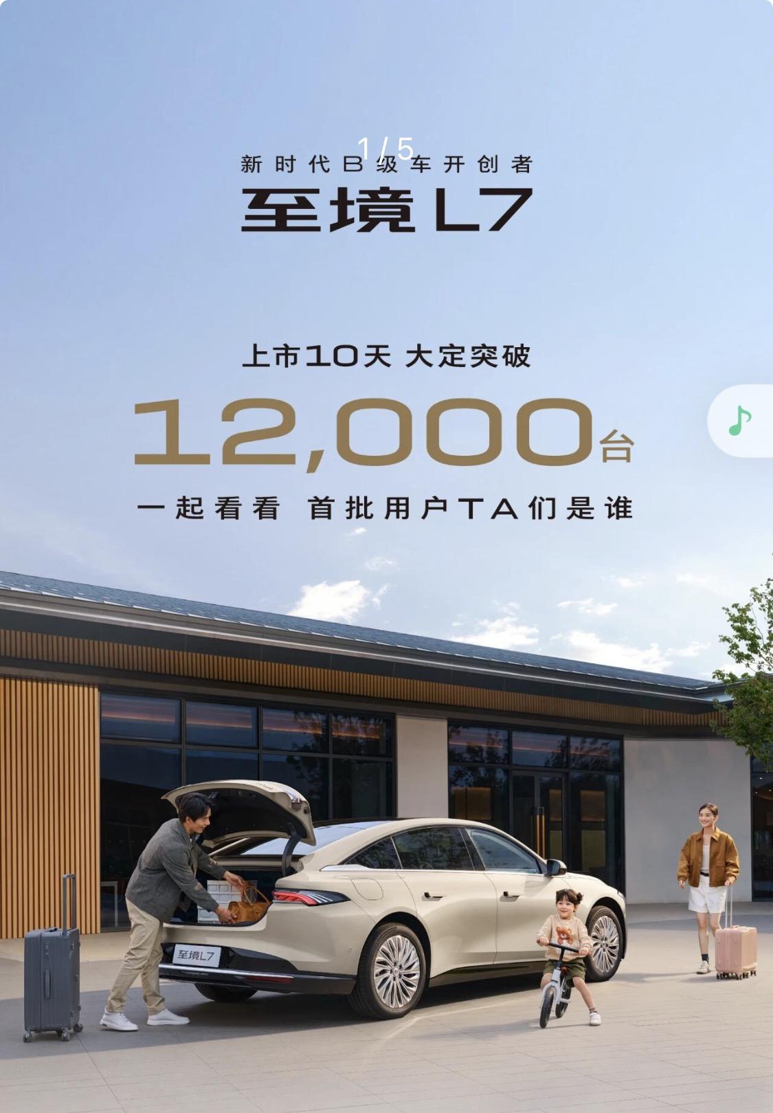 至境L7上市销量最高峰超3千辆，12月开始下滑，1月仅有1140辆，对比10天大