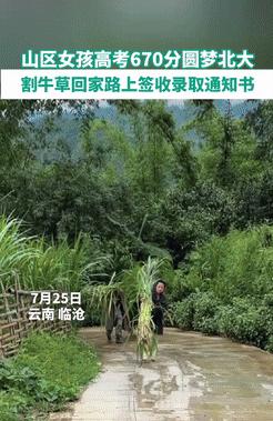 祖宗脸上有光了！云南临沧，一女生割完牛草回家时，听到前面有人喊她，当循声望去，发