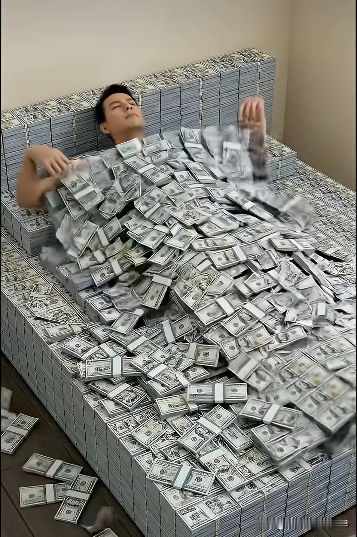 某君，日思夜想如何获取财富，却深受失眠症困扰。一日，他被安排到这张床上“治疗”。