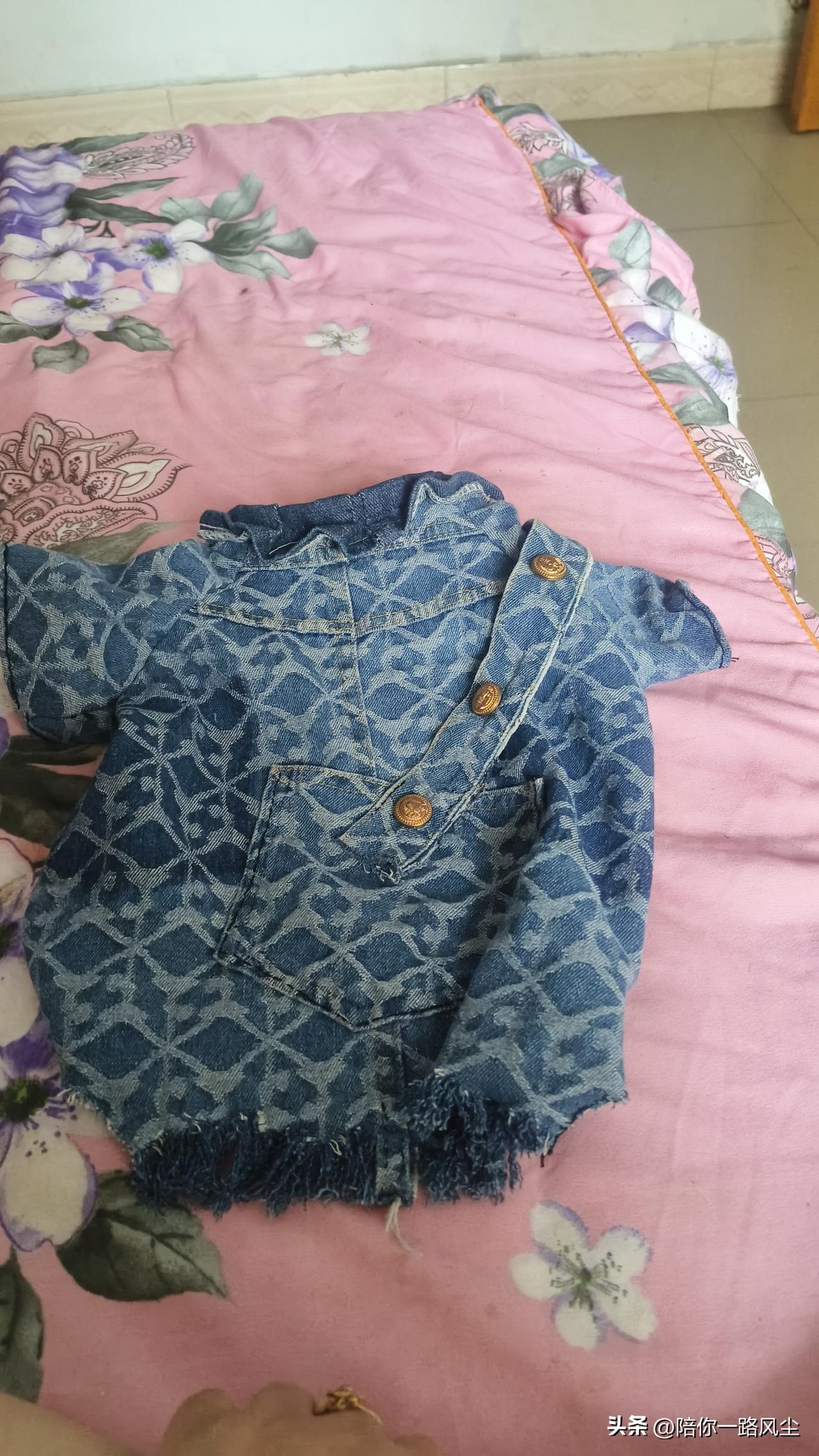 “漂亮吗”？这两天，手机没有流量，为了打发时间，给狗狗做了两件衣服。


第一次