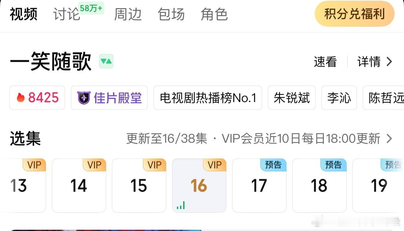 好起来了！我们一笑随歌今晚可以冲8500了！我目前看到16集。后面的剧情肯定会更