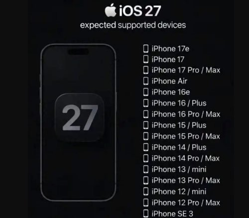【iOS27下周发布 ：这些老机型无缘升级】苹果部分老机型无缘iOS27 6月9