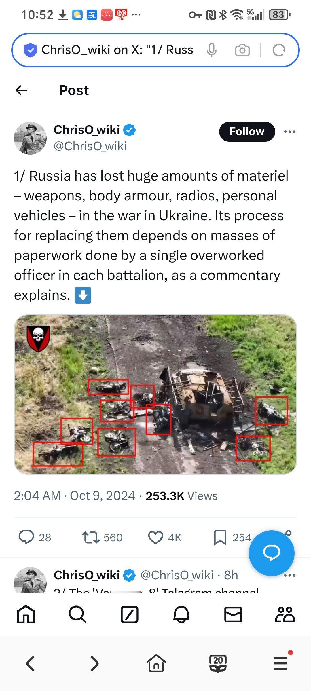 俄罗斯在乌克兰战争中损失了大量物资——武器、防弹衣、无线电设备和个人车辆。正如一