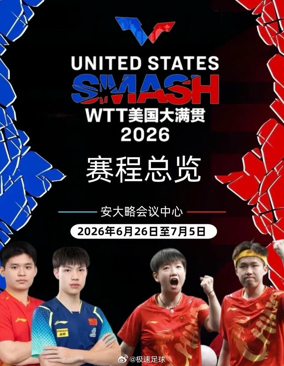 WTT美国大满贯2026又可以看莎头混双比赛了