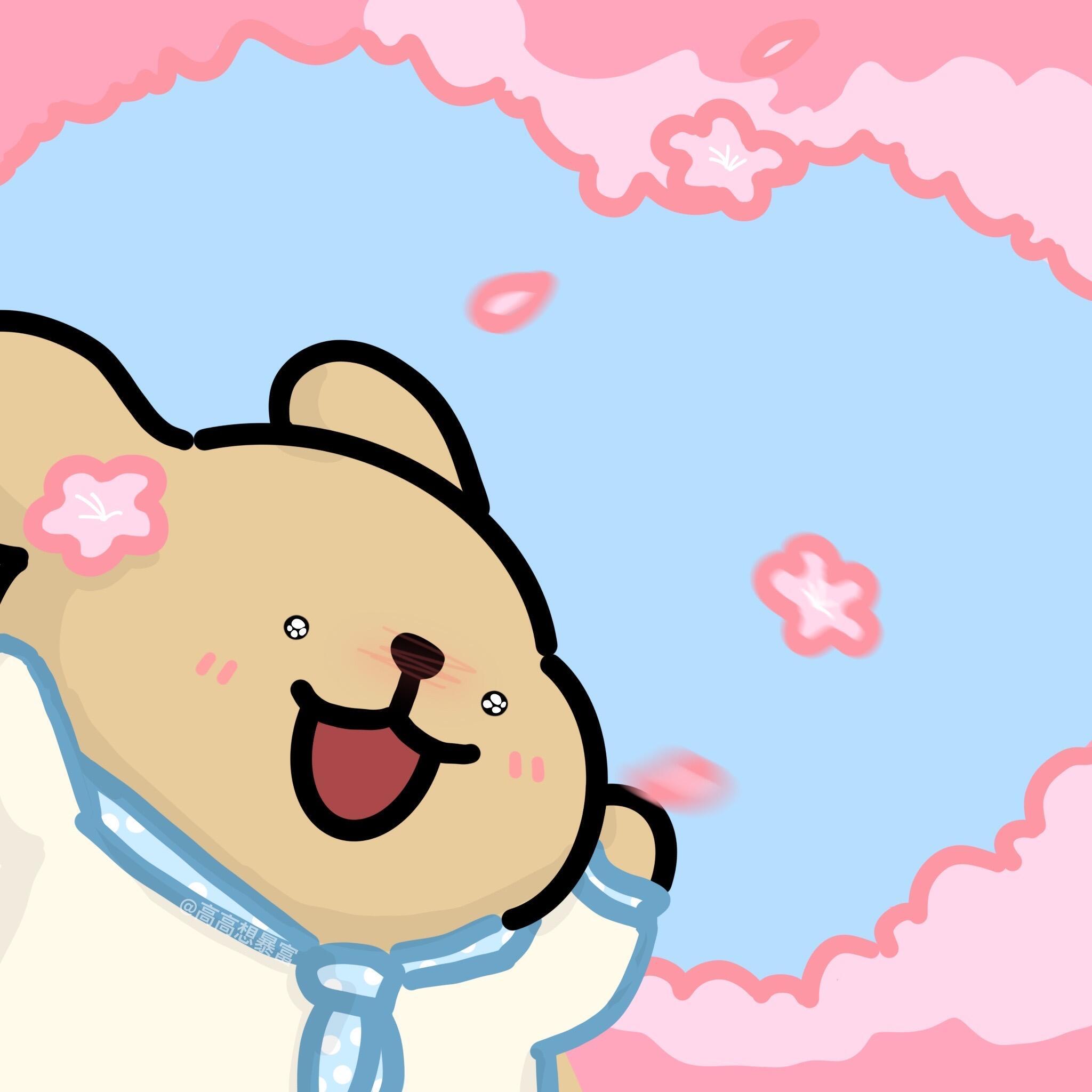 线条小狗情侣头像🌸春日限定🌸樱花味小狗～ 